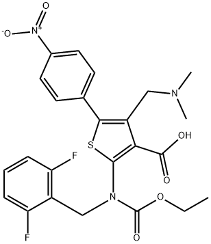 2-((2,6-二氟苄基)(乙氧基羰基)氨基)-4-((二甲基氨基)甲基)-5-(4-硝基苯基)噻吩-3-羧酸